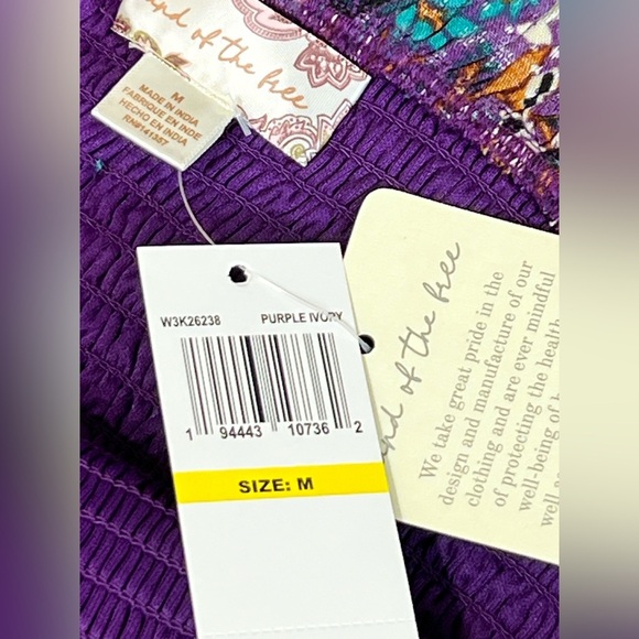 Band Of The Free AGATHE PURPLE FLORAL SMOCKED TOP Medium - Picture 5 of 9